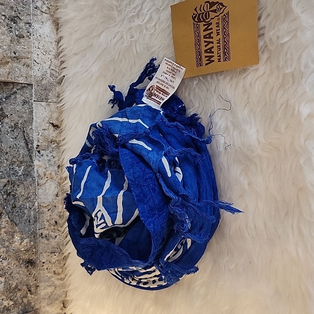 Wayan Natural Wear Brand New  Blue Tie-Dye Scarf